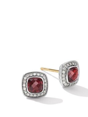 David Yurman Petite Albion Stud Earrings with Garnet and Pave Diamonds